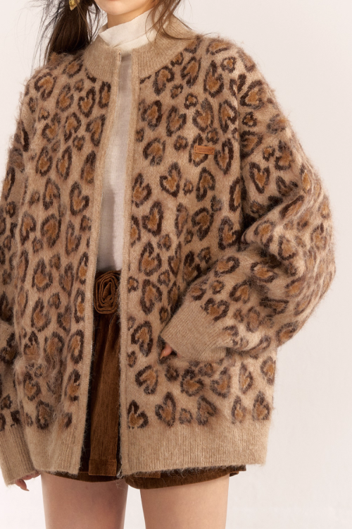 Leopard Print Knit Cardigan