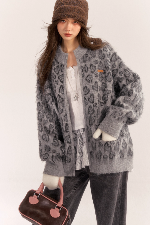 Leopard Print Knit Cardigan