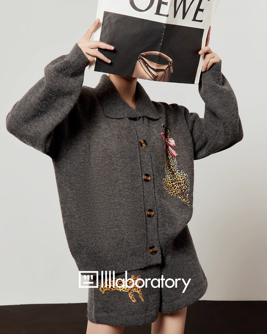 Leopard Print Knit Cardigan / Shorts Leopard Print Knit Cardigan / Shorts