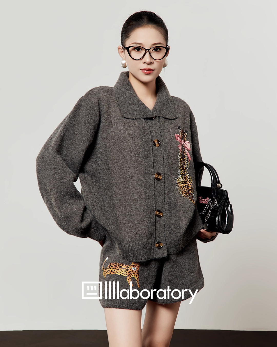 Leopard Print Knit Cardigan / Shorts Leopard Print Knit Cardigan / Shorts