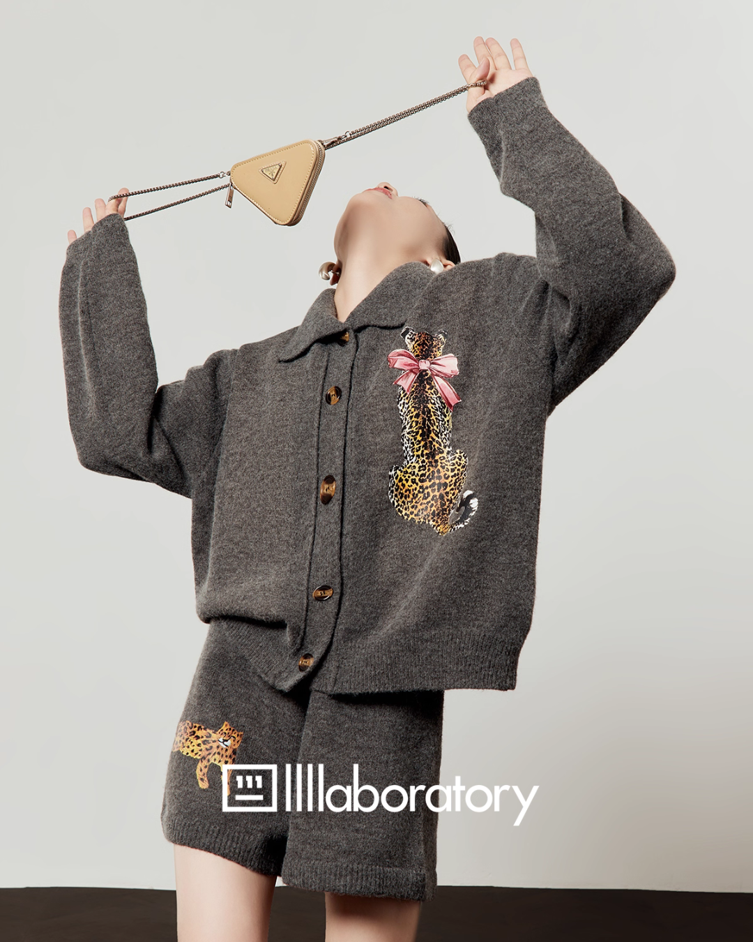 Leopard Print Knit Cardigan / Shorts Leopard Print Knit Cardigan / Shorts