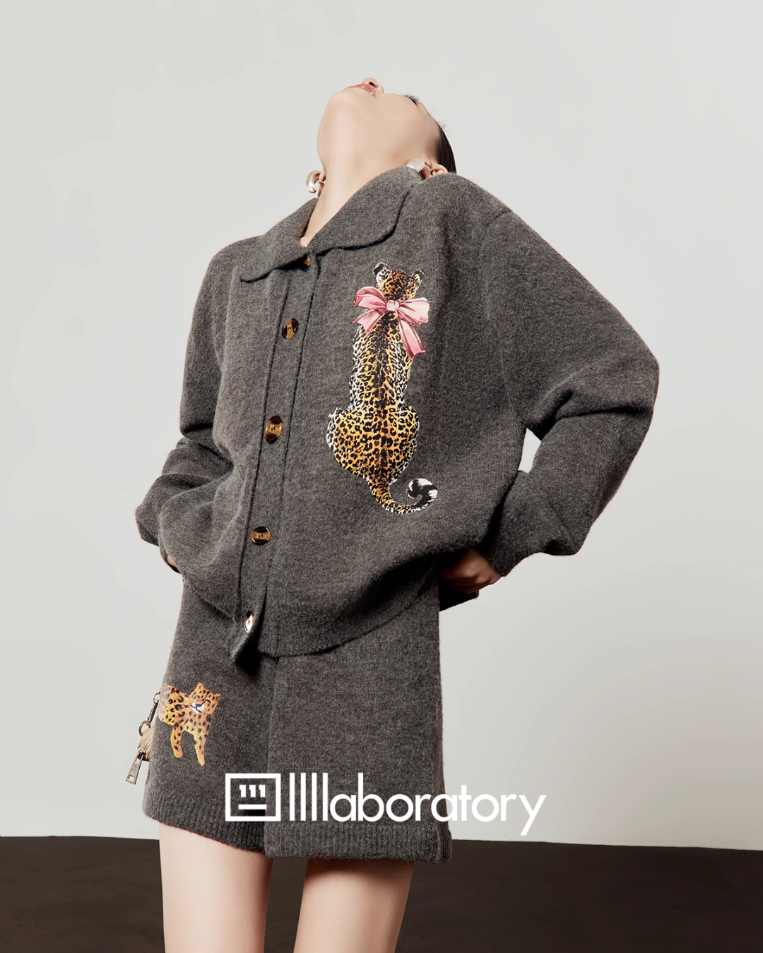 Leopard Print Knit Cardigan / Shorts Leopard Print Knit Cardigan / Shorts