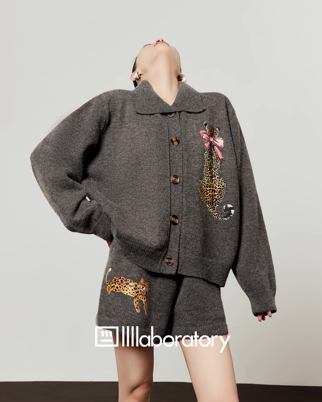 Leopard Print Knit Cardigan / Shorts Leopard Print Knit Cardigan / Shorts