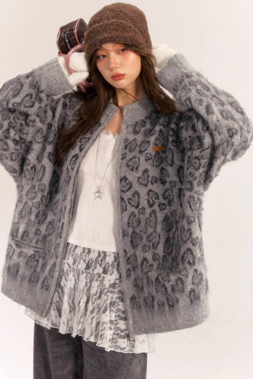 Leopard Print Knit Cardigan