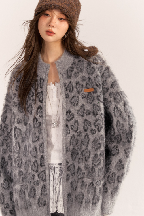 Leopard Print Knit Cardigan