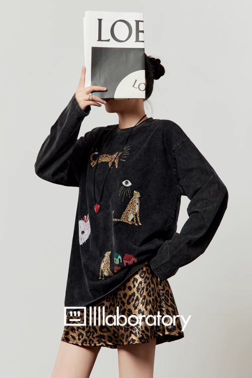 Leopard Print Long Sleeve / Leopard Print Mini Skirt