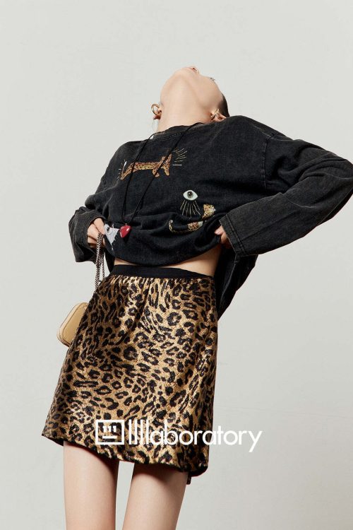 Leopard Print Long Sleeve / Leopard Print Mini Skirt