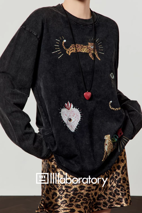 Leopard Print Long Sleeve / Leopard Print Mini Skirt