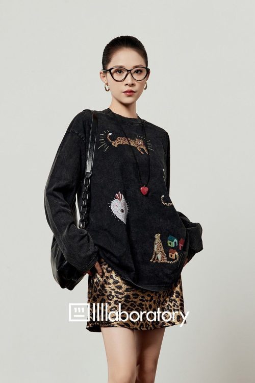 Leopard Print Long Sleeve / Leopard Print Mini Skirt