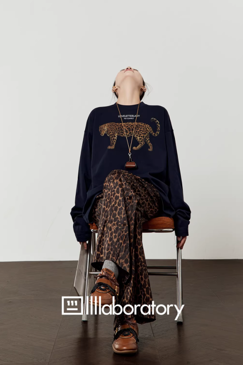 Leopard Print Long Sleeve / Leopard Print Wide Pants