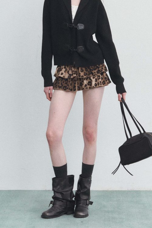 Leopard Print Tiered Shorts