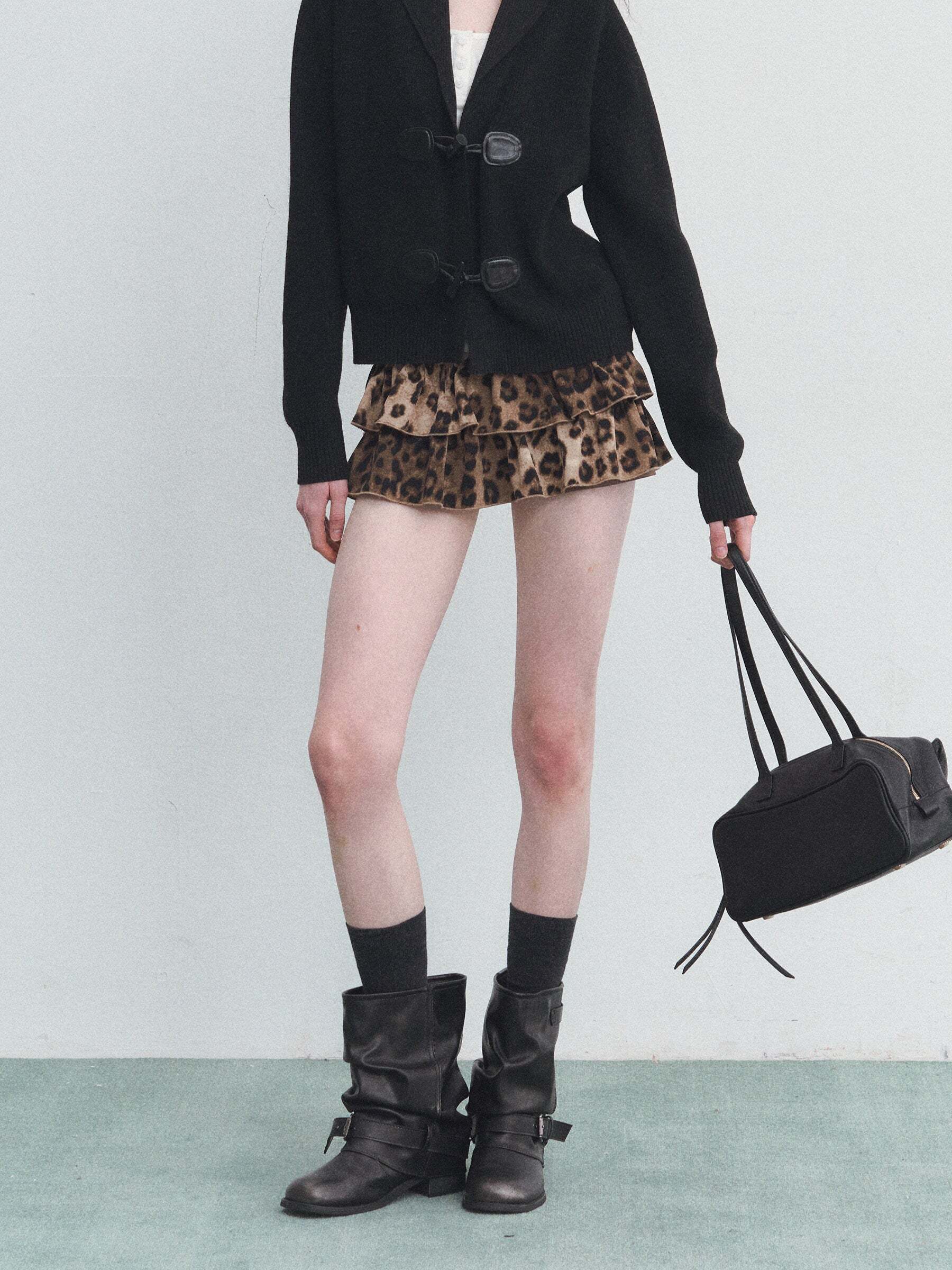 Leopard Print Tiered Shorts Leopard Print Tiered Shorts