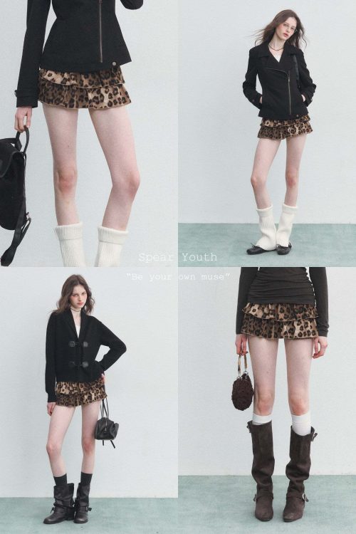 Leopard Print Tiered Shorts