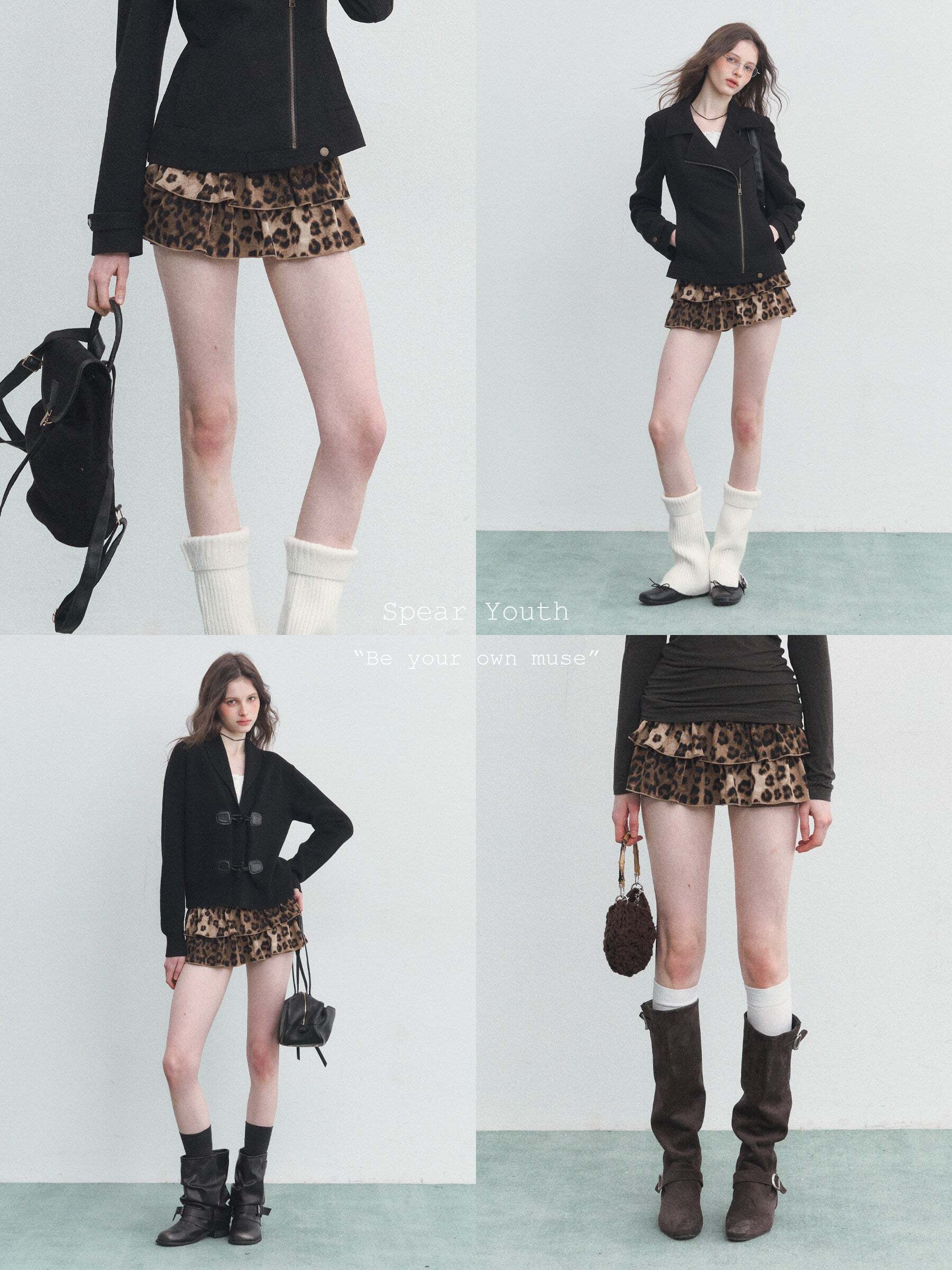 Leopard Print Tiered Shorts Leopard Print Tiered Shorts