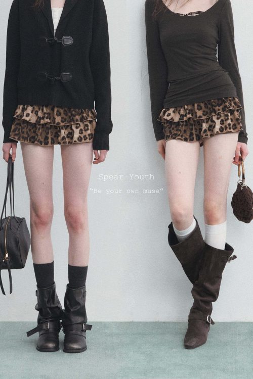Leopard Print Tiered Shorts