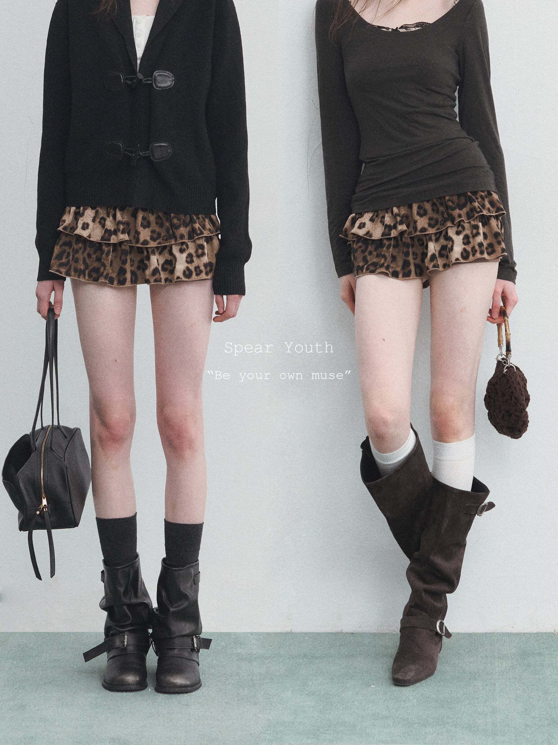 Leopard Print Tiered Shorts Leopard Print Tiered Shorts