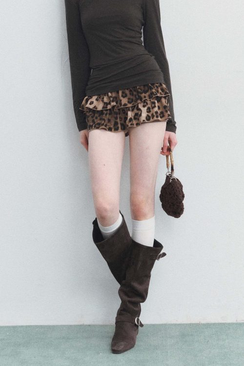 Leopard Print Tiered Shorts