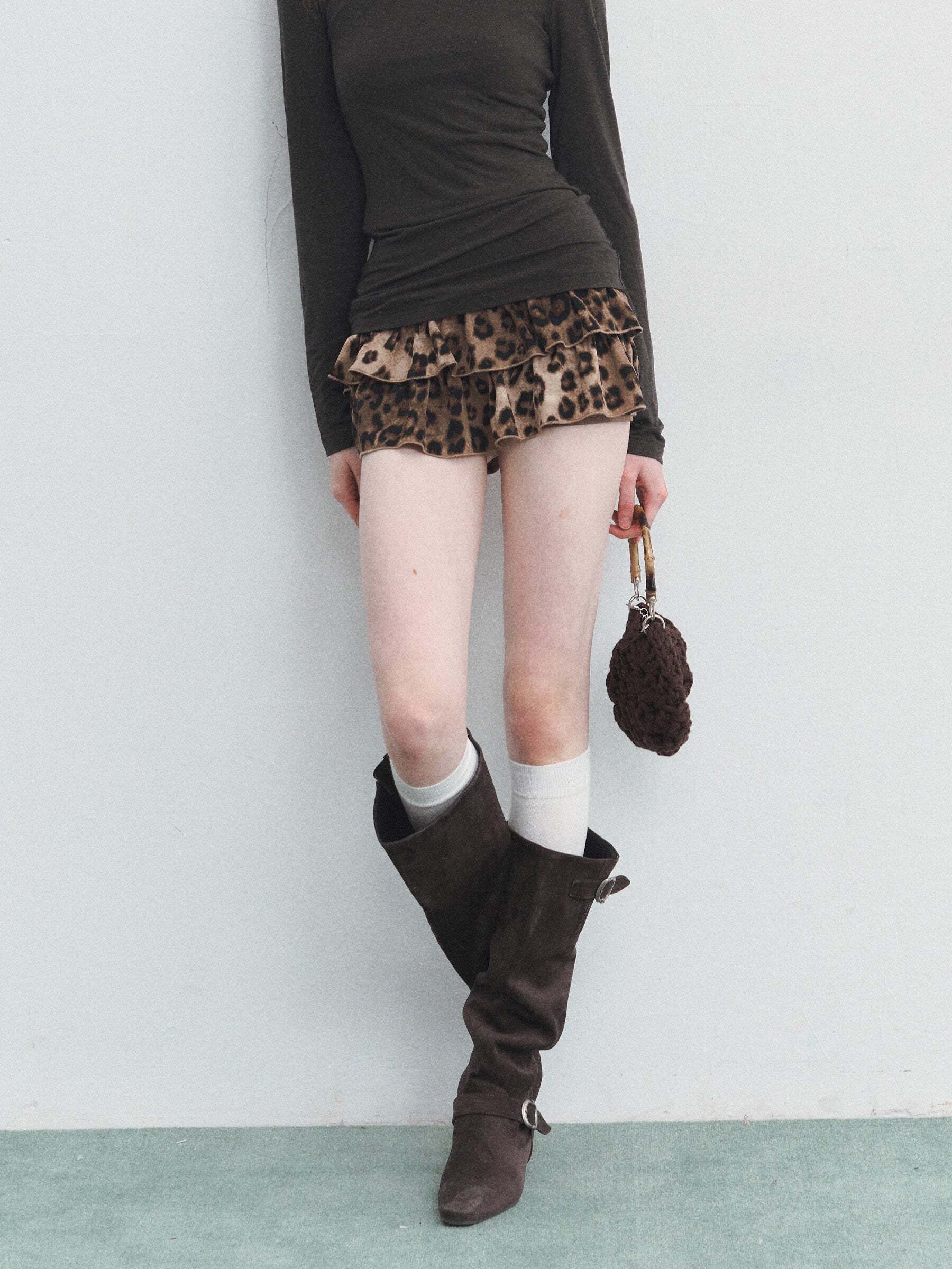 Leopard Print Tiered Shorts Leopard Print Tiered Shorts