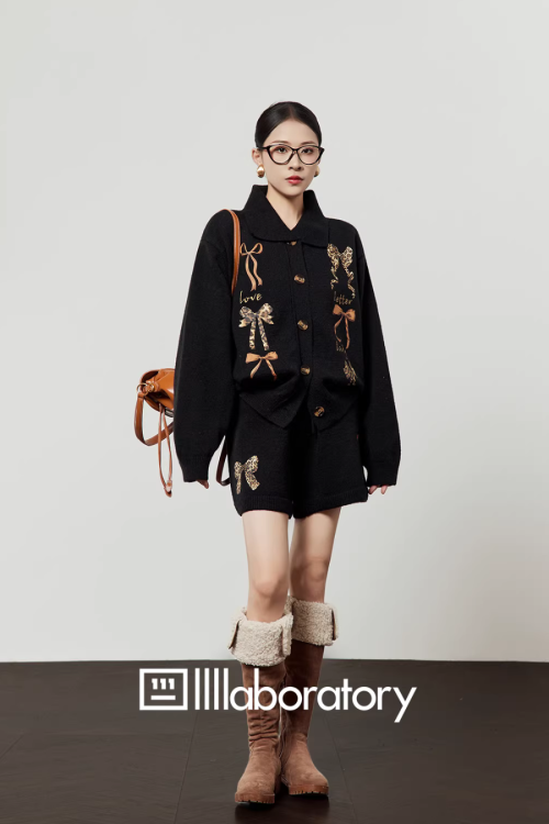 Leopard Ribbon Knit Cardigan