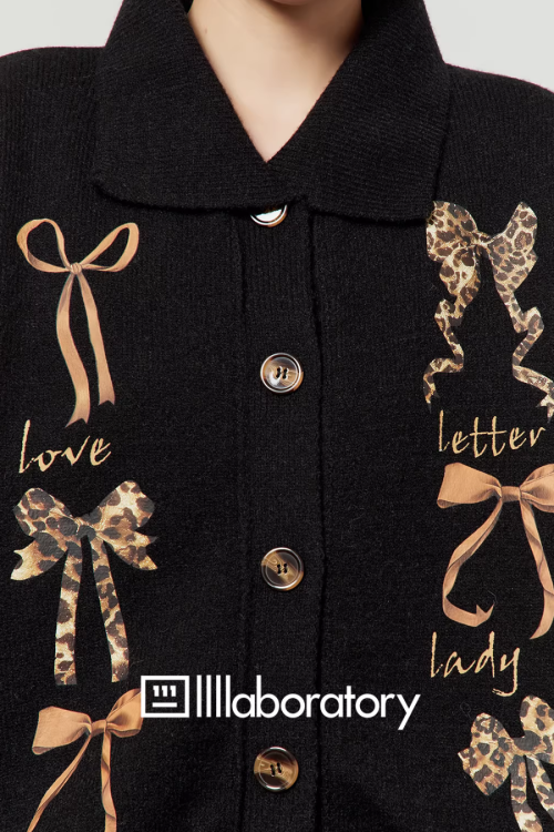 Leopard Ribbon Knit Cardigan