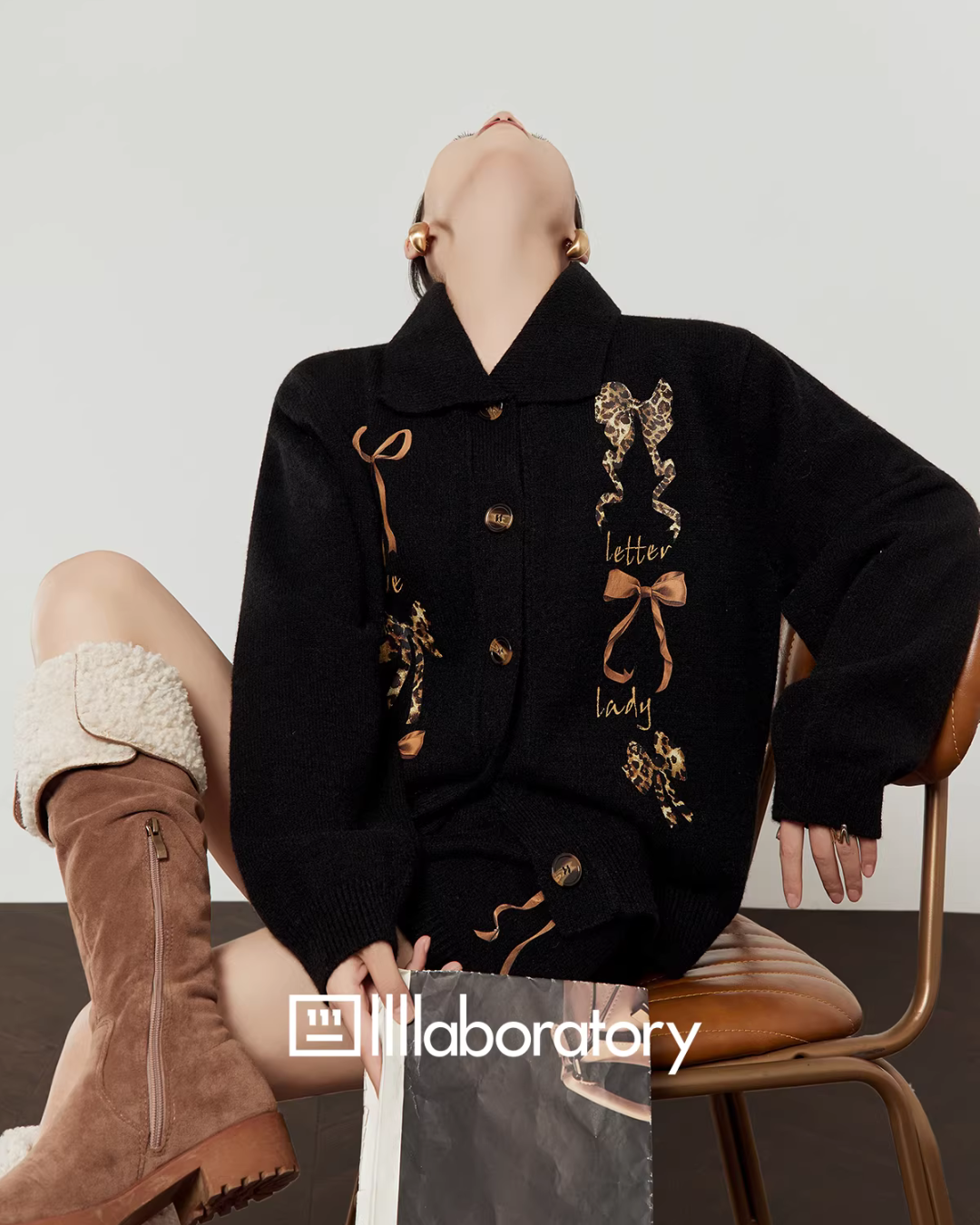 Leopard Ribbon Knit Cardigan Leopard Ribbon Knit Cardigan