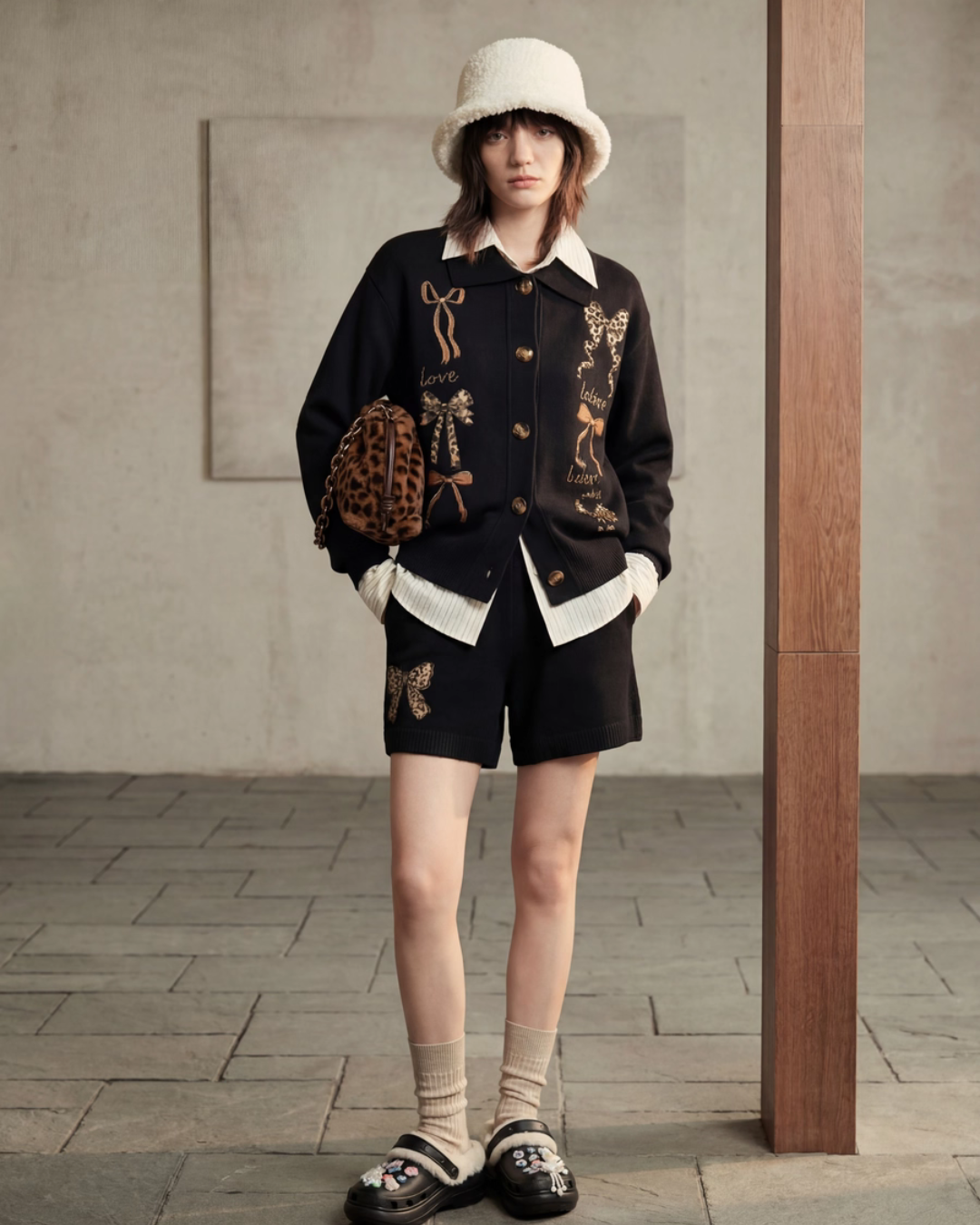 Leopard Ribbon Knit Cardigan Leopard Ribbon Knit Cardigan