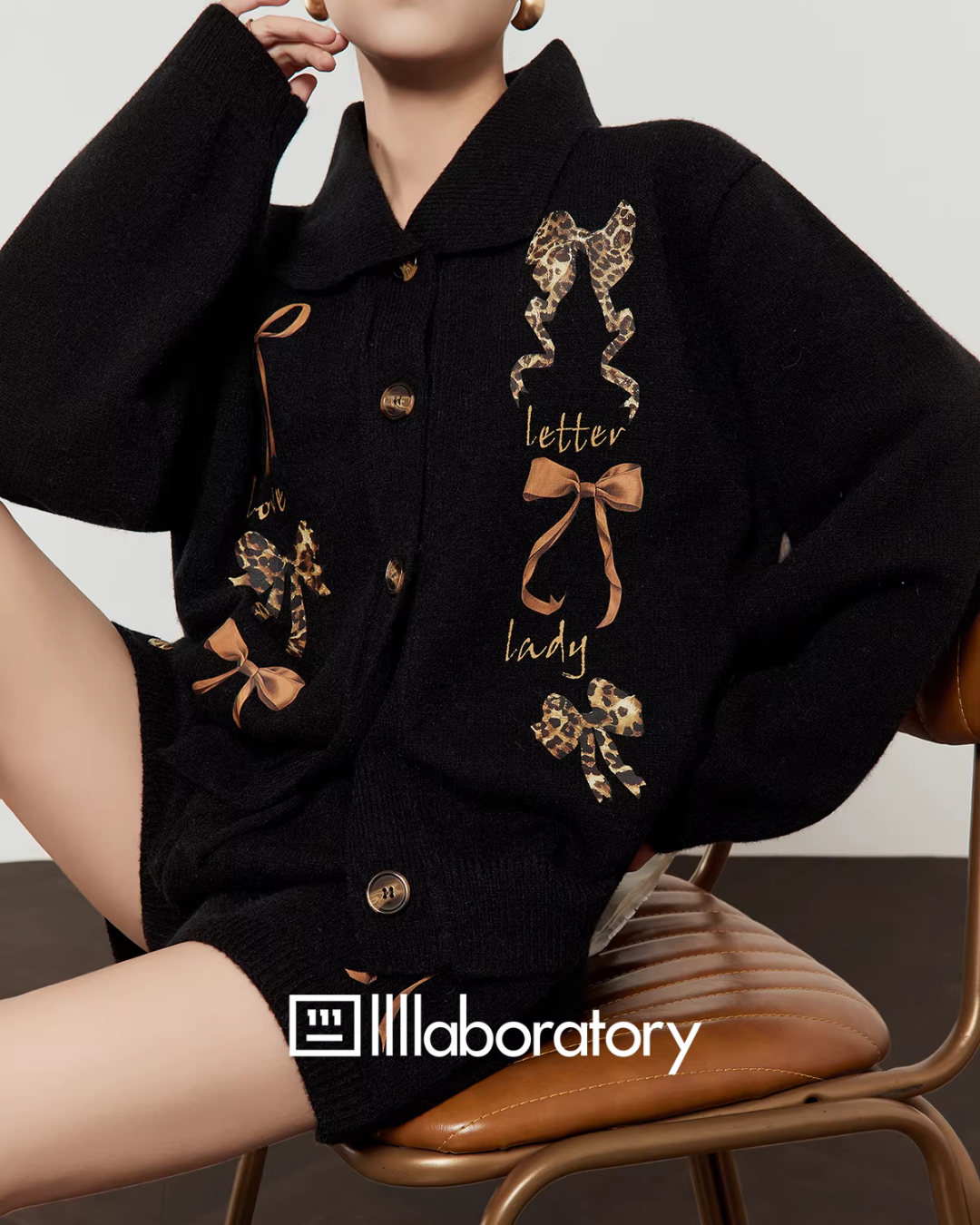 Leopard Ribbon Knit Cardigan Leopard Ribbon Knit Cardigan