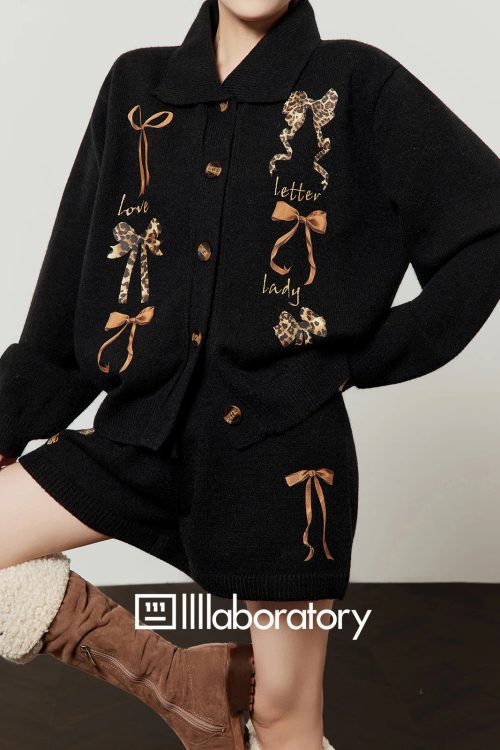 Leopard Ribbon Knit Cardigan