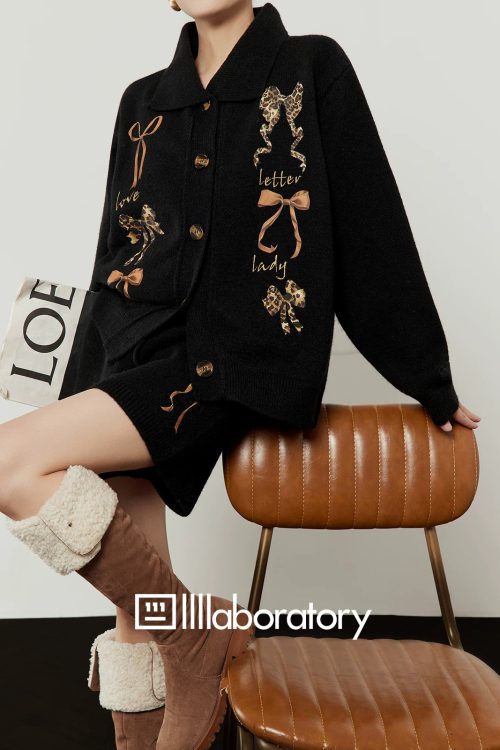 Leopard Ribbon Knit Cardigan