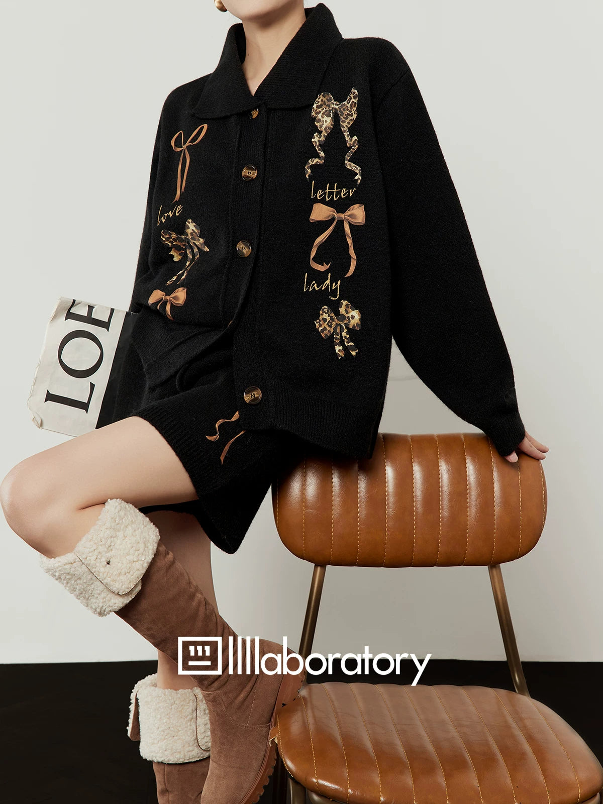 Leopard Ribbon Knit Cardigan Leopard Ribbon Knit Cardigan