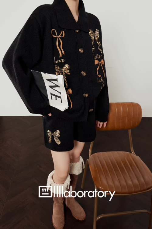 Leopard Ribbon Knit Cardigan