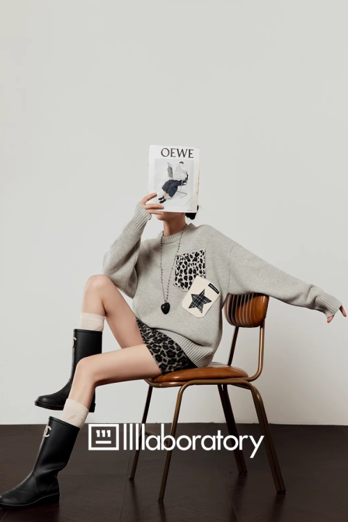 Leopard Round Neck Knit / Leopard Mini Skirt