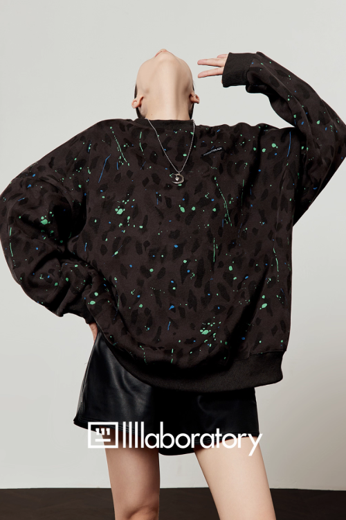 Leopard Round Neck Top / Leather Skirt