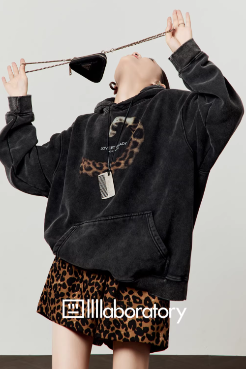 Leopard Tail Print Hoodie / Leopard Mini Skirt