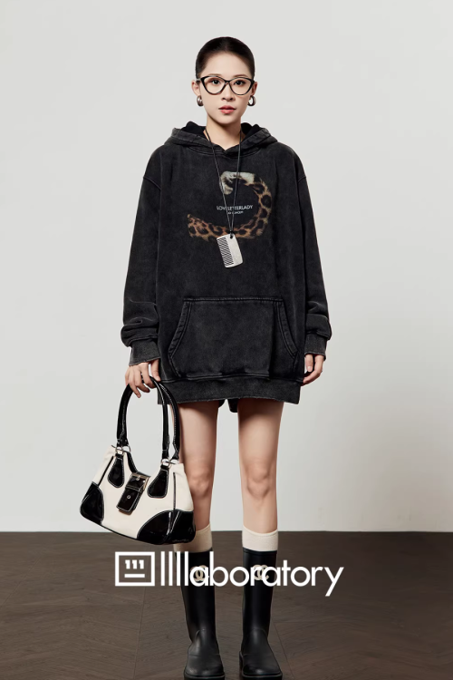 Leopard Tail Print Hoodie / Leopard Mini Skirt