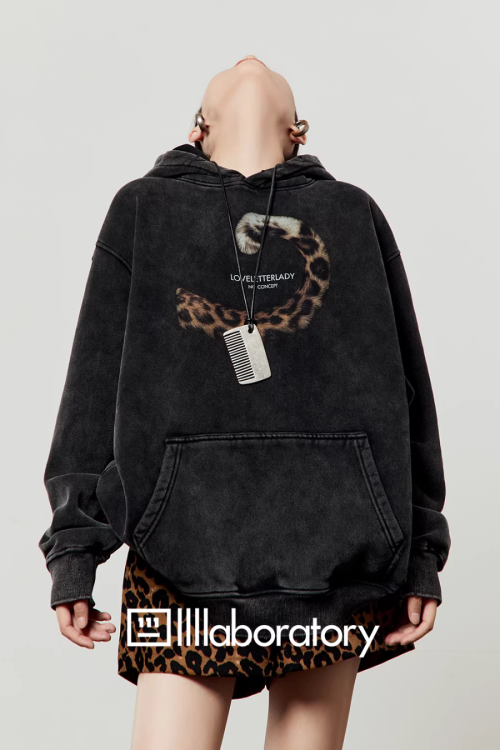 Leopard Tail Print Hoodie / Leopard Mini Skirt