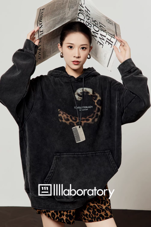 Leopard Tail Print Hoodie / Leopard Mini Skirt