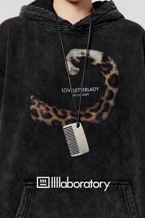 Leopard Tail Print Hoodie / Leopard Mini Skirt