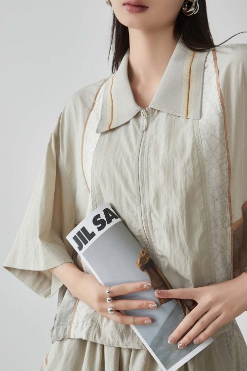 Line Short-Sleeve Jacket / Balloon Short Pants