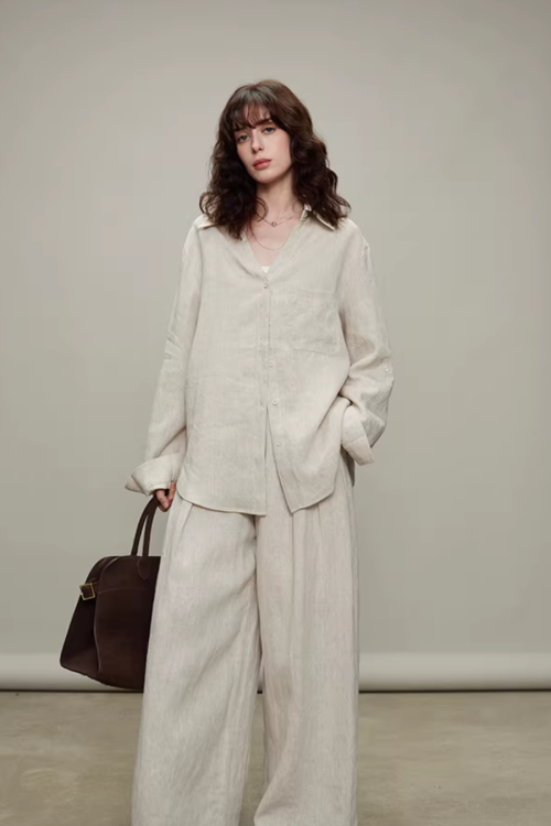 Linen Long-Sleeve Shirt / Casual Pants