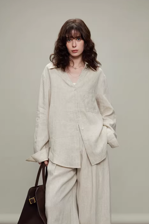 Linen Long-Sleeve Shirt / Casual Pants