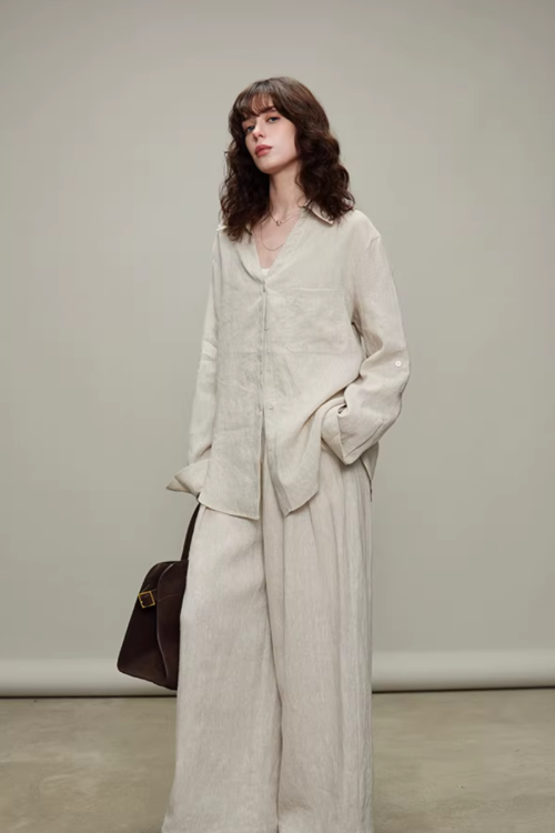 Linen Long-Sleeve Shirt / Casual Pants