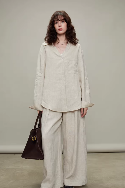 Linen Long-Sleeve Shirt / Casual Pants