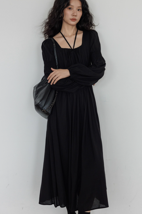 Linen Long-sleeve Slim Dress