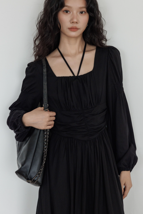 Linen Long-sleeve Slim Dress