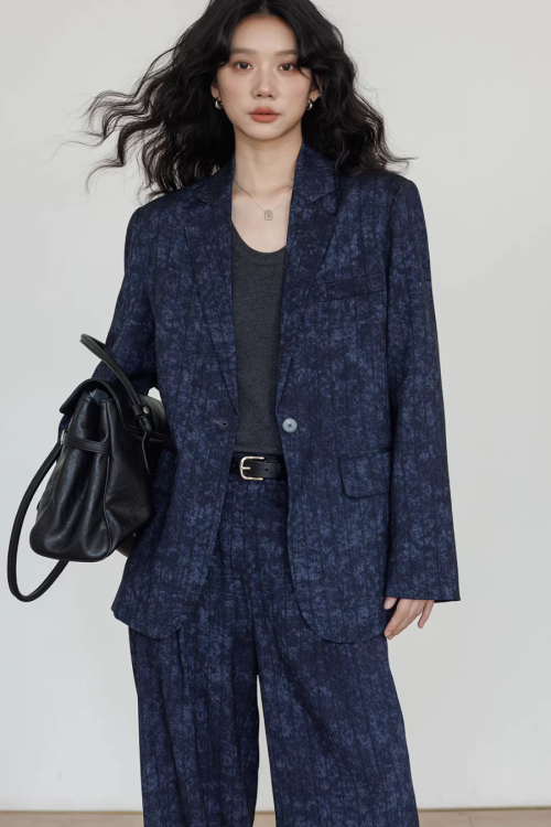 Linen Oversized Casual Jacket / Wide Pants