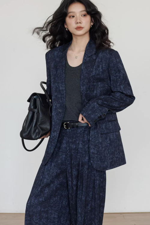 Linen Oversized Casual Jacket / Wide Pants