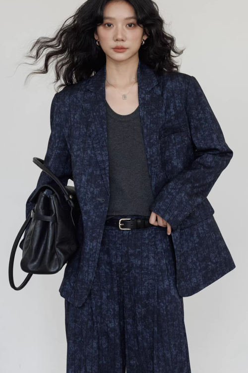 Linen Oversized Casual Jacket / Wide Pants