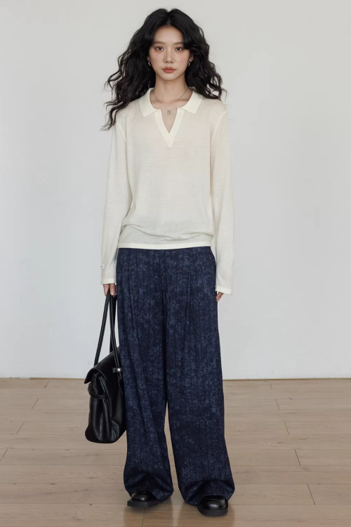 Linen Oversized Casual Jacket / Wide Pants