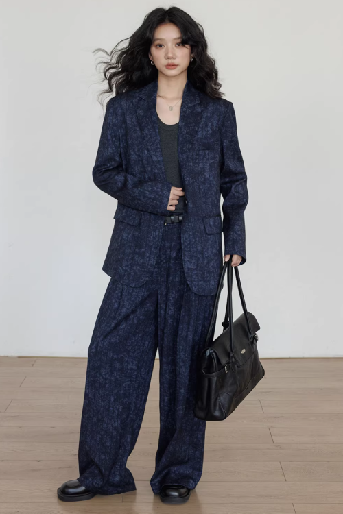 Linen Oversized Casual Jacket / Wide Pants